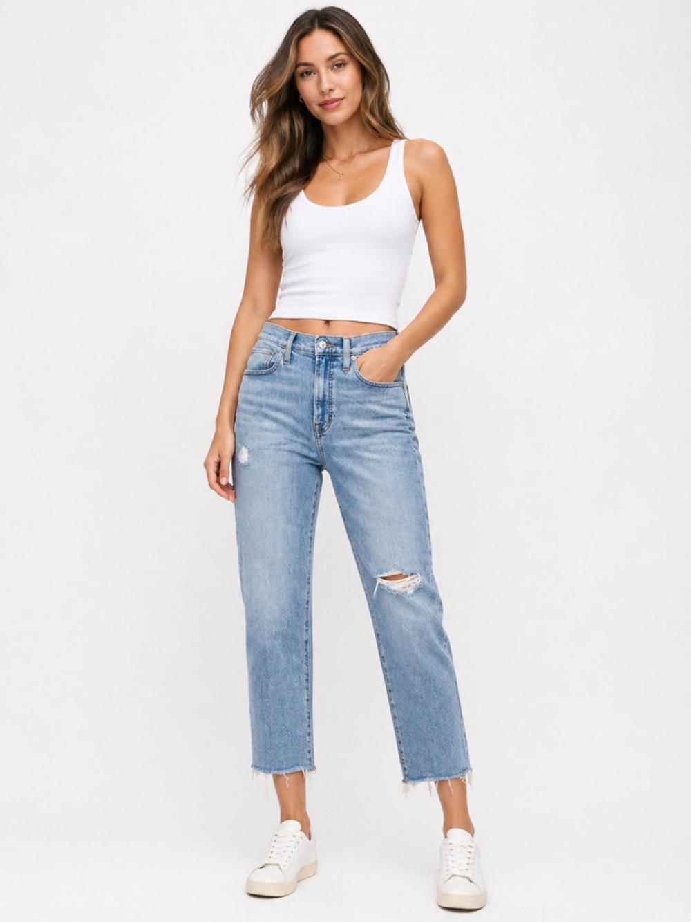 Madewell Size 27 The Perfect Vintage Straight Women's Light Distressed Jeans